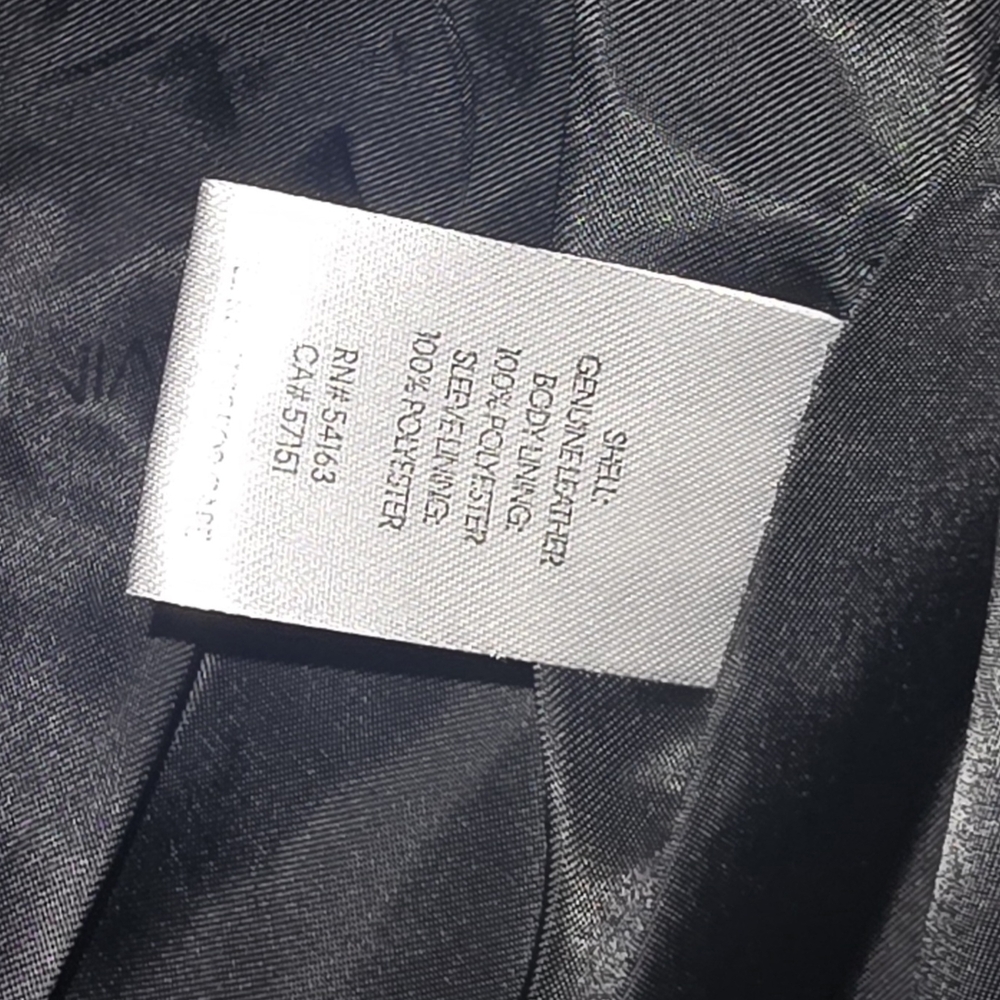 Calvin Klein Women's Brown Leather Moto Jacket - Picture 5 of 6